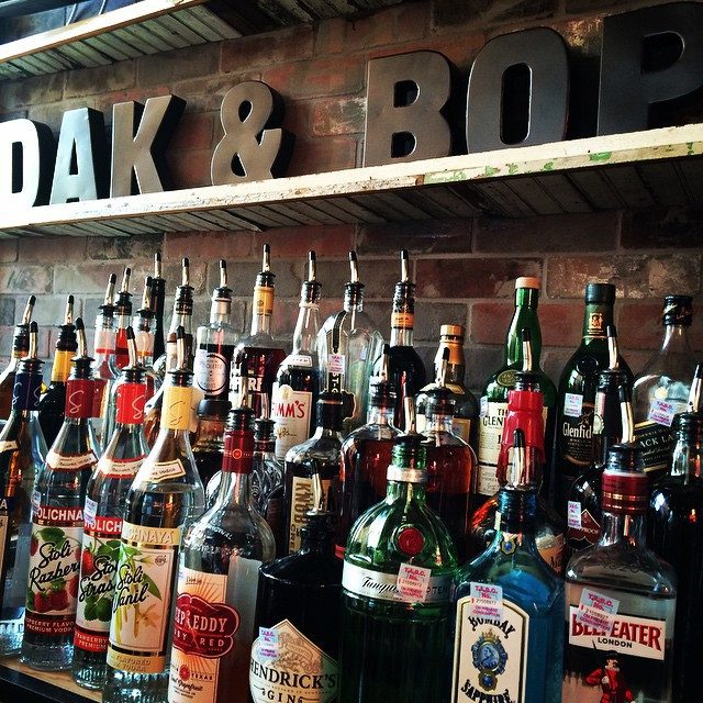 Bottles behind the Dak & Bop bar